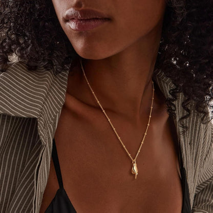 Gold Plated Hand Pendant Necklace for Women – Dainty Cubic Zirconia Charm Chain, Trendy Statement Jewelry Gift