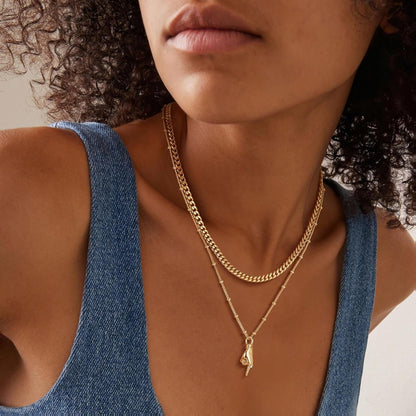Gold Plated Hand Pendant Necklace for Women – Dainty Cubic Zirconia Charm Chain, Trendy Statement Jewelry Gift